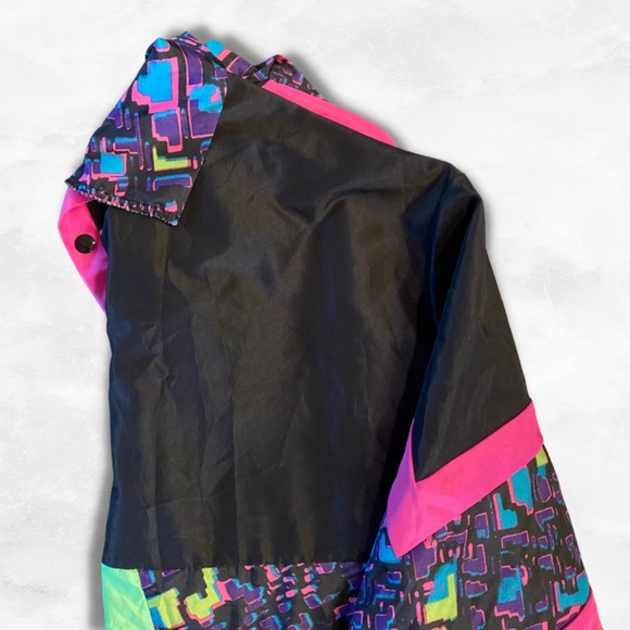 Retro Vintage Jacket Spirit Black and Neon Windbreaker OSFM - Picture 1 of 13